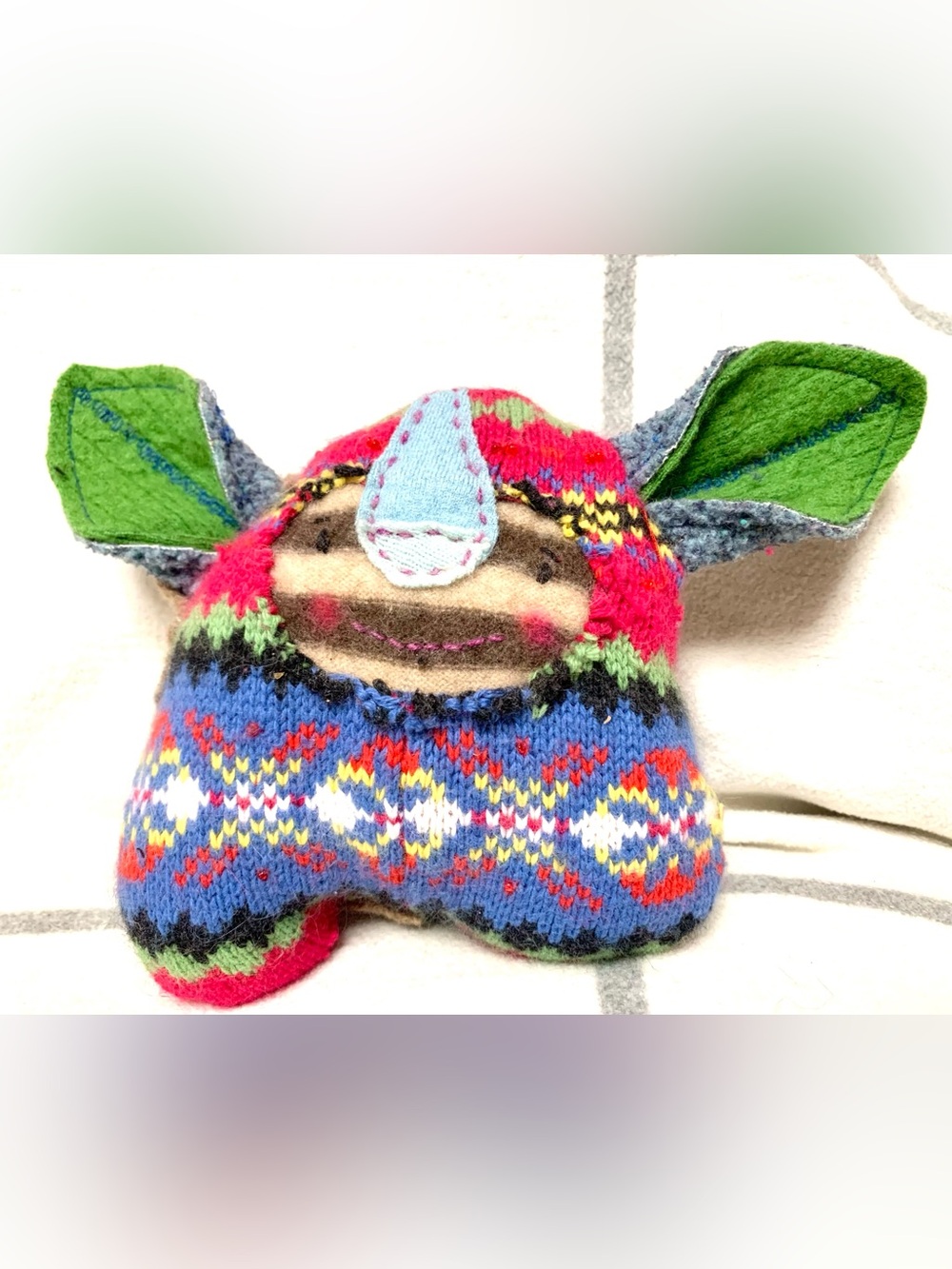 Wool oh wool! Upcycled wool Eary handmade stuffed creature